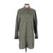 Rails Casual Dress - Shirtdress High Neck 3/4 sleeves: Green Print Dresses - Women's Size Small