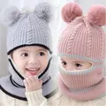 Bonnet en laine avec écharpe pour enfants bonnet coupe-vent casquettes pour enfants garçons et