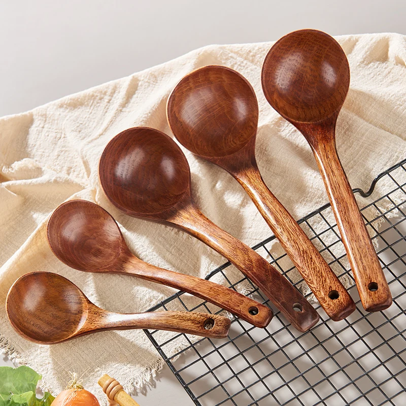 Cuillère en bois naturel pour ustensiles de cuisine, ustensiles antiadhésifs, cuillères de cuisine faites à la main, ensembles de vaisselle, outil de cuisine