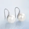 Huretailers-Boucles d'oreilles pendantes simples pour femmes perle blanche boucles d'oreilles de