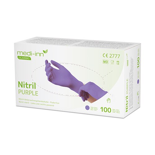 100 `Medi-Inn® Classic` Handschuhe, Nitril puderfrei lila `Nitril Purple` Größe M Image