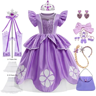 Mädchen Sofia Kleid Kinder Halloween Geburtstags feier Prinzessin Kostüme Sommer Sophia Puff Ärmel Image