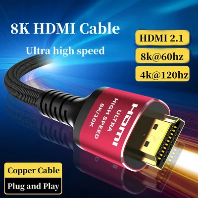 Lange 8K-HDMI-2.1-Kabel, 48 Gbit/s, geflochtenes Hochgeschwindigkeitskabel-4K bei 120 Hz, 8K bei 60 Hz, kompatibel mit Roku TV/PS5/PS4/HDTV/RTX 3080 3090