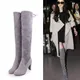 Über dem Knie Frauen Stiefel Botas Mujer Invierno neu in Stretch-Stoffen High Heel Slip on Schuhe