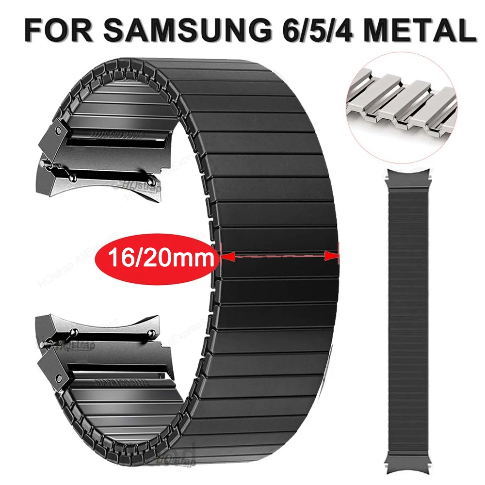 Edelstahl-Gummiband für Samsung Galaxy Watch 6 5 4 40 mm 44 mm Metallarmband für Samsung Watch 6 Classic 43 mm 47 mm Armband Image