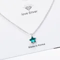 Silber Farbe blau Stern Kristall Anhänger Halsketten für Frauen Luxus Qualität Schmuck Geschenk