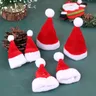 2 Stück Puppenhaus Miniatur Weihnachten Weihnachts mann Hut Puppe Zubehör roten Hut Weihnachten