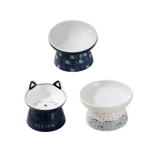 Keramik angehoben Katzenfutter Schüssel Schüssel Zubehör robuste Katze Fütterung Bewässerung liefert