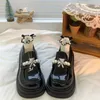 Schuhe für Frauen hoch auf Plattform Frau Schuhe Diamant Slipper japanischen Stil Lolita mit Kristallen Mary Jane Gothic off white a