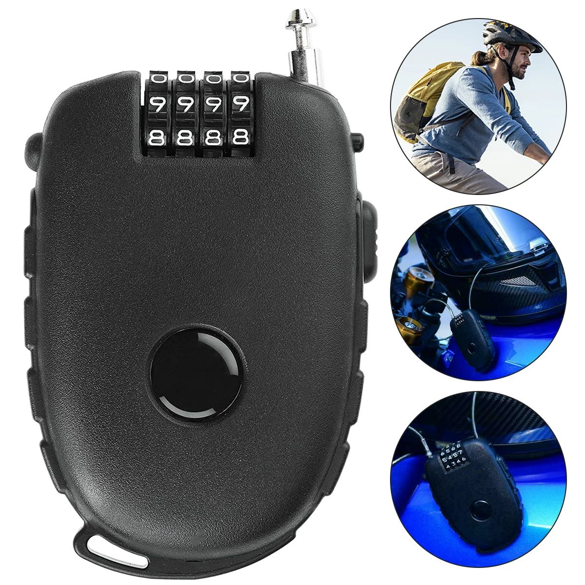 Lucchetto per casco moto Mini lucchetto con password Lucchetto antifurto Cavo per casco da moto Lucchetto a combinazione retrattile in acciaio