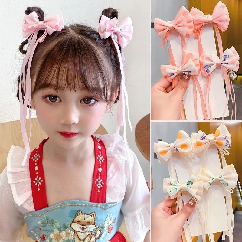 Neue Koreanische Prinzessin Bogen Streamer Nette Haarnadeln Kinder Süße Mädchen Haar Clips Frauen Barrettes Grips Haar Zubehör Image