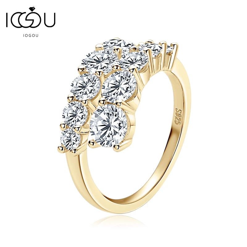 Iogou 3,26 ctw. Alle Moissan ite 10 Steine Ringe für Frau Jubiläum Verlobung sband Silber Sterling Schmuck Twist Shank Ring Image