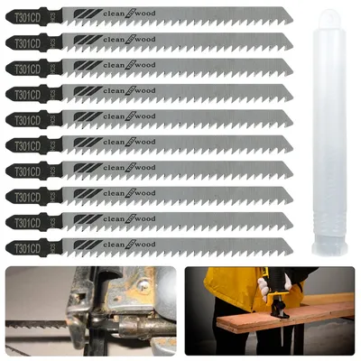 10Pcs T301CD Jig Sägeblätter HCS T Schaft Fast Down Cut Arbeitsplatte Holz Schneiden DIY Power Tool Multitool Jigsaw klinge Set