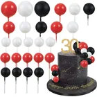 30 pezzi di palline per topper per torte, palline di schiuma, plettri per torte, decorazioni per torte per feste di matrimonio, decorazioni per torte di compleanno, rosso nero bianco