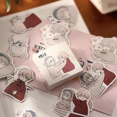 45 Stück niedlichen Cartoon Paar Liebe Ouvertüre warme tägliche dekorative Aufkleber für Scrap Image