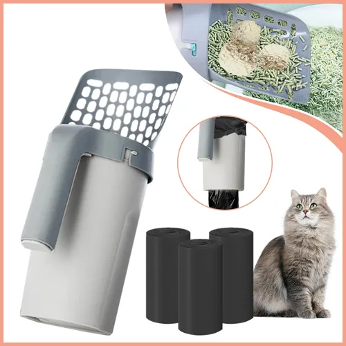 Katzenstreu schaufel mit Nachfüll beutel für Haustier filter saubere Toilette Mülls ammler
