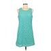 Apt. 9 Casual Dress - Shift Scoop Neck Sleeveless: Teal Print Dresses - Women's Size Medium