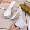 Neue 8 Farbe frauen High Heel Sandalen 2021 Sommer Transparent PVC Sexy Hochzeit Hausschuhe 20CM Plattform Starke Ferse schuhe Größe 43
