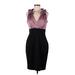 Donna Ricco Cocktail Dress - Sheath V-Neck Sleeveless: Black Print Dresses - Women's Size 8