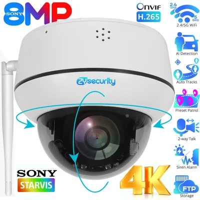 4K 8MP Wifi Dome PTZ Kamera Outdoor Humanoiden Tracking IP Kamera Indoor 2-wege Audio Wireless Home Sicherheit überwachung Kameras