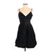 DKNY Cocktail Dress - Mini Plunge Sleeveless: Black Solid Dresses - Women's Size 4