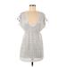 Arizona Jean Company Casual Dress - Mini V Neck Short sleeves: White Solid Dresses - Women's Size Medium
