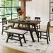 Versatile 6-Piece Counter Height Dining Set with Storage Shelf, Bench, and Chairs, Rustic Walnut Finish, Beige Cushions