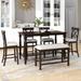 6-Piece Counter Height Dining Set with Table Shelf, 4 Chairs, and Bench - Elegant Gray Finish, High-Density Foam Cushions