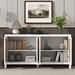 Modern TV Stand with 4 Rattan Doors for TVs Up to 65", Entertainment Center Sideboard Console Table for Living Room, White