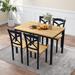 5-Piece Oak Dining Set with Metal Frame: Wooden Table & 4 Chairs - Industrial Style - Compact Kitchen Furniture for Home