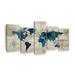 Elephant Stock World Map Aged World Map I On Canvas 5 Pieces by Tess P Set Canvas in Blue/Green | 24 H x 49 W x 1.25 D in | Wayfair