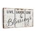 Elephant Stock Faith & Religion Typography Live Laugh Love | 45 H x 28 W x 1.25 D in | Wayfair RV-208_live-laugh-love-and-blessings-typography