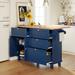 Farmhouse Kitchen Island Set with Drop Leaf - Dining Table Set with Storage Cabinet, Drawers, and Stools, Adjustable Shelf