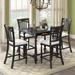 Counter Height 5-Piece Dining Set with Storage Drawers and Upholstered Chairs - Solid Wood, Seating for 4, Turned Legs