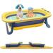 Hamiledyi Foldable Dog Bath Tubs 31 X 19 X 8 Inches Collapsible Pet Bathtub with Drainage Hole Portable Travel Cat Bathing Tub Multi-Functional Dog Shower Tub Indoor & Outdoor for Puppy Kitte Yellow