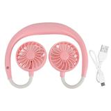 Eddwiin Portable Mini Hands-free Neck Hanging Fan USB Rechargeable Fan for Outdoor Camping Traveling(Pink)