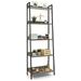 Drevy 5 Tier Ladder Bookshelf 24 Inch Width Standing Shelf Bookcase Shelf Storage Rack Organizer Industrial Book Shelves for Home Office Living Room Kitchen Dark Grey Vintage Shelves