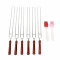 YUMILI BBQ Tool Set 6Pcs BBQ Stainless Steel Barbecue Fork + 2Pcs Silicone BBQ Brush Barbecue Tool