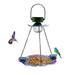 Teissuly Solar Bird Feeder For Outside Hanging Bird Water Feeder With LED Light Outdoor Metal Garden Light Bird Tray Flower Decorative LED Light