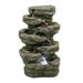 Decorative Indoor Stone-Look Water Fountain 7-tier Polyresin Cascading Rock Tabletop Fountain with LED Light for Home Office and Outdoor Garden 9L*5W*14H Inches Grey