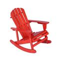 Ouootto Outdoor Adirondack Rocking Chair Solid Wood Chairs for Patio Backyard Garden - Red