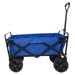 Collapsible Beach Supplies Wagon Heavy Duty Folding Beach Cart with Wide Wheels for Sand Garden Outdoor Camping Adjustable Push Pull Handle and Cup Holders Blue