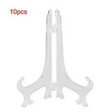 ZPSHYD Plastic Plate Holders 10Pcs Clear Plastic Easels White Small Plate Stand Holder for Photo Plate or at Weddings Birthday Party(17.5cm)