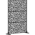 Domi Metal Privacy Screen Outdoor Patio Screen Panels Decorative Fences Indoor Room Space Divider Stand Freestanding Privacy Screen for Patio Garden Balcony Black (Mesh)