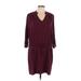 Maison Jules Casual Dress - DropWaist V Neck 3/4 sleeves: Burgundy Solid Dresses - Women's Size Large