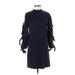 Tory Burch Casual Dress - Shift High Neck 3/4 sleeves: Blue Print Dresses - Women's Size X-Small