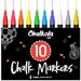 Extra Fine Tip Liquid Chalk Markers (10 Pack) with Gold & Silver - Dry Erase Marker Pens for Blackboard Windows Chalkboard Signs Bistro - 1mm Tip