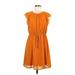 H&M Casual Dress - Mini Crew Neck Short sleeves: Orange Solid Dresses - Women's Size 8