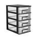 Four-layer Storage Cabinet Plastic Drawer Type Storage Box Portable Multifunctional Dustproof Storage Case Desktop Organizer Sundries Holder (Transparent White and Black)