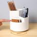 Augper Desk Pencil Pen Holder 3 Slots Degree Rotating Pencil Pen Organizers For Desk Desktop Storage Stationery Supplies Organizer Cute Pencil Cup Pot White